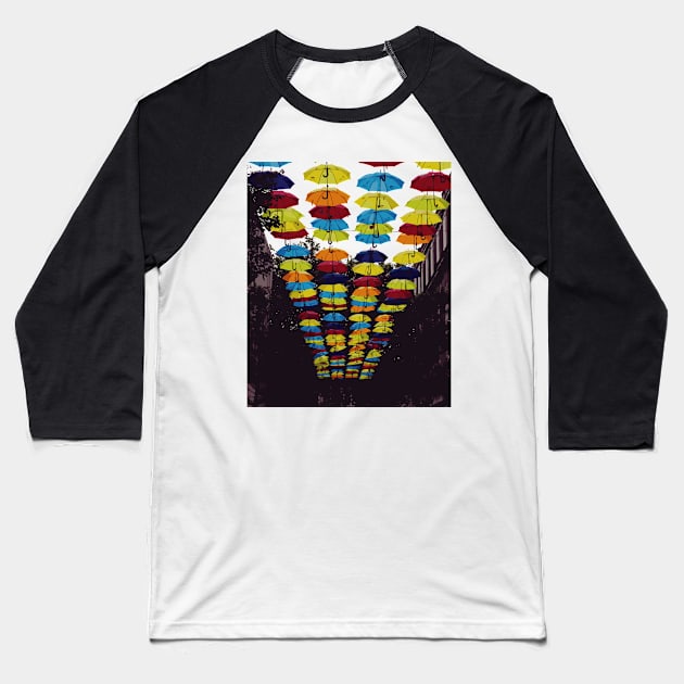 umbrellas Baseball T-Shirt by amitsurti